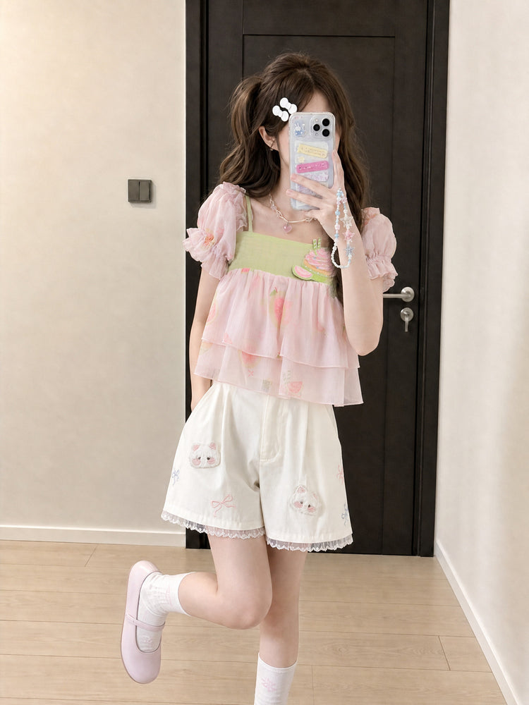 Guava Cupcake Chiffon Top-Tops-ntbhshop
