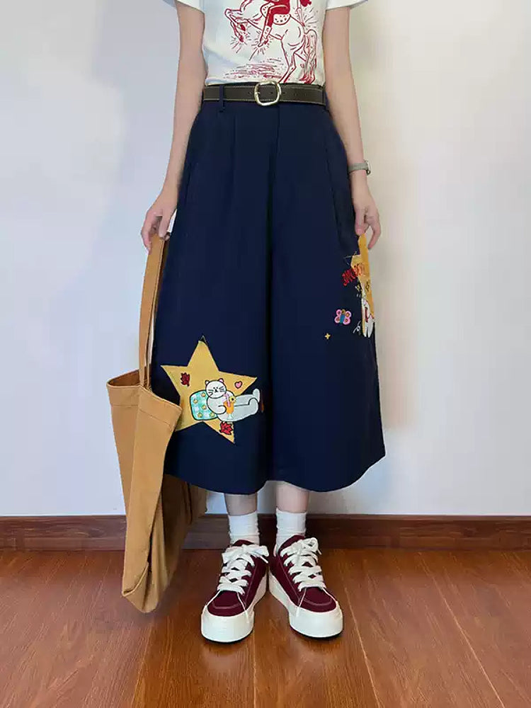 Story Patch Wide Culottes-Bottoms-ntbhshop