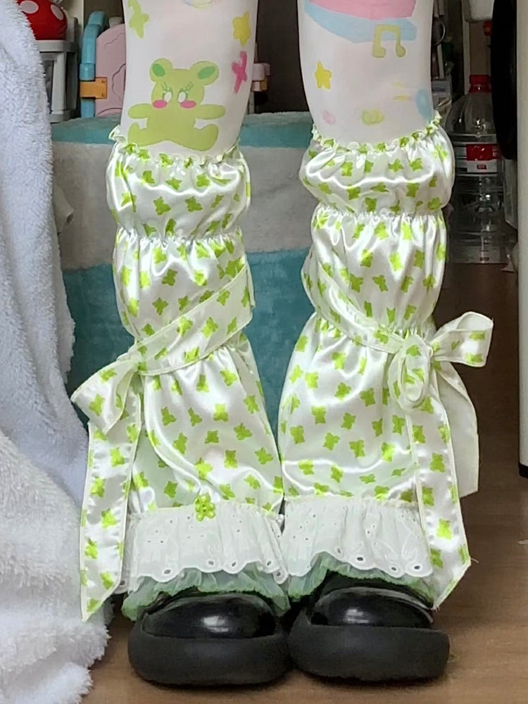 Bear Glimmer Silky Bow Lace Leg Sleeves-ntbhshop