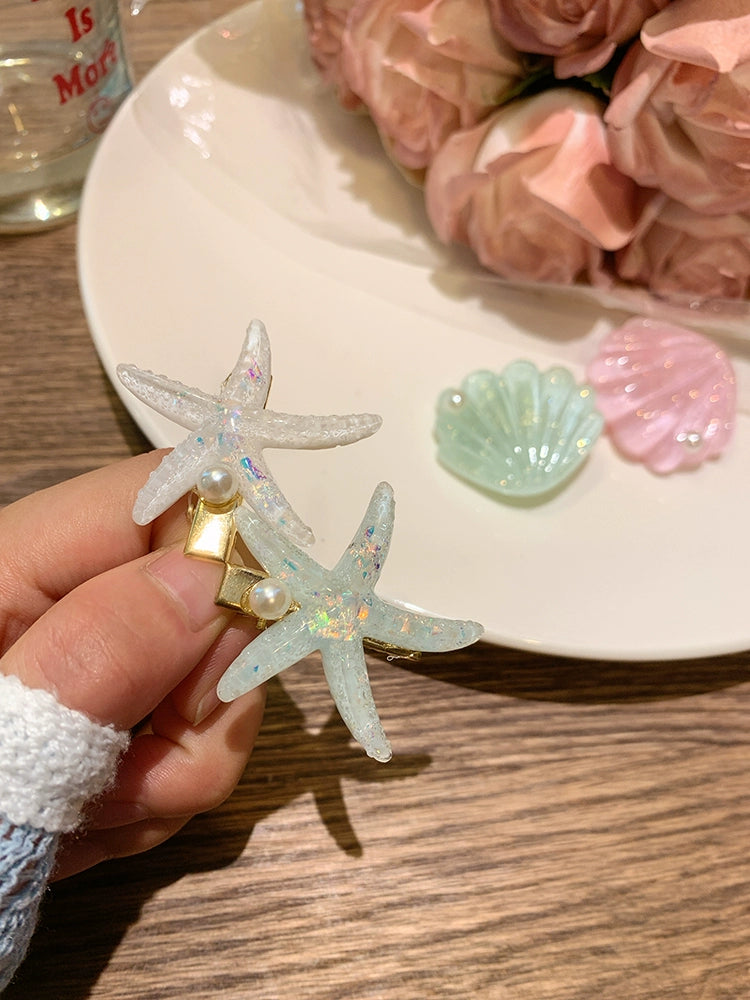Mermaid Starfish & Shell Side Hair Clips-ntbhshop