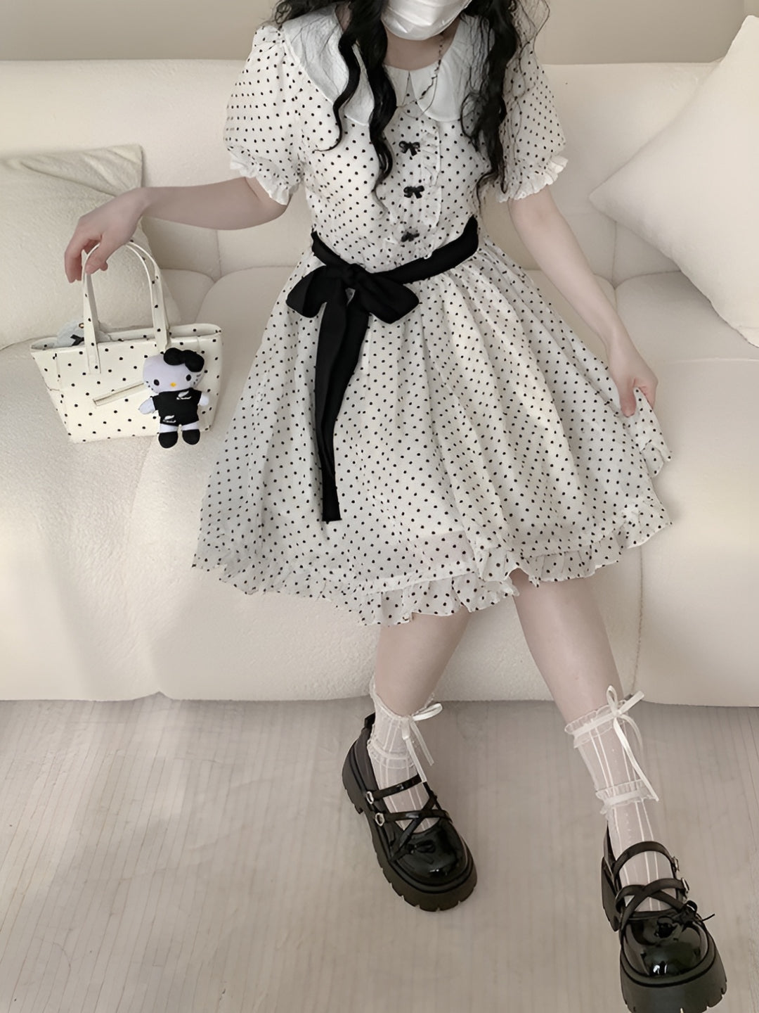 Sweetheart Dot Ribbon Dresses-Dresses-ntbhshop