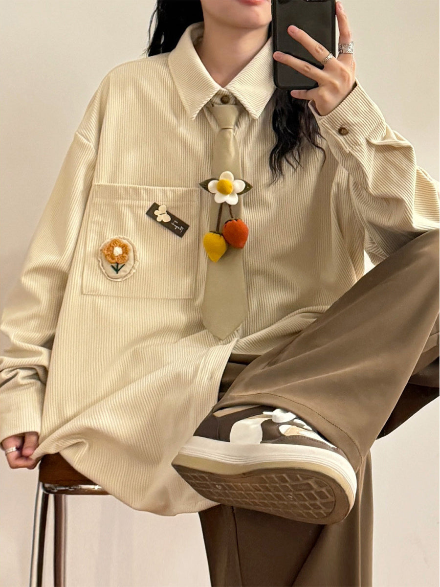 Moss Garden Corduroy Tie Shirts-Tops-ntbhshop