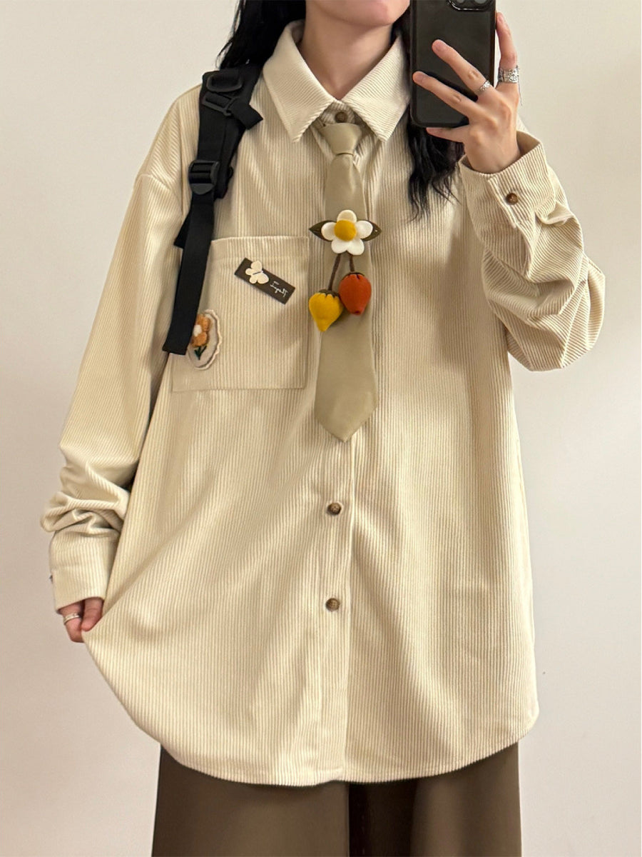 Moss Garden Corduroy Tie Shirts-Tops-ntbhshop