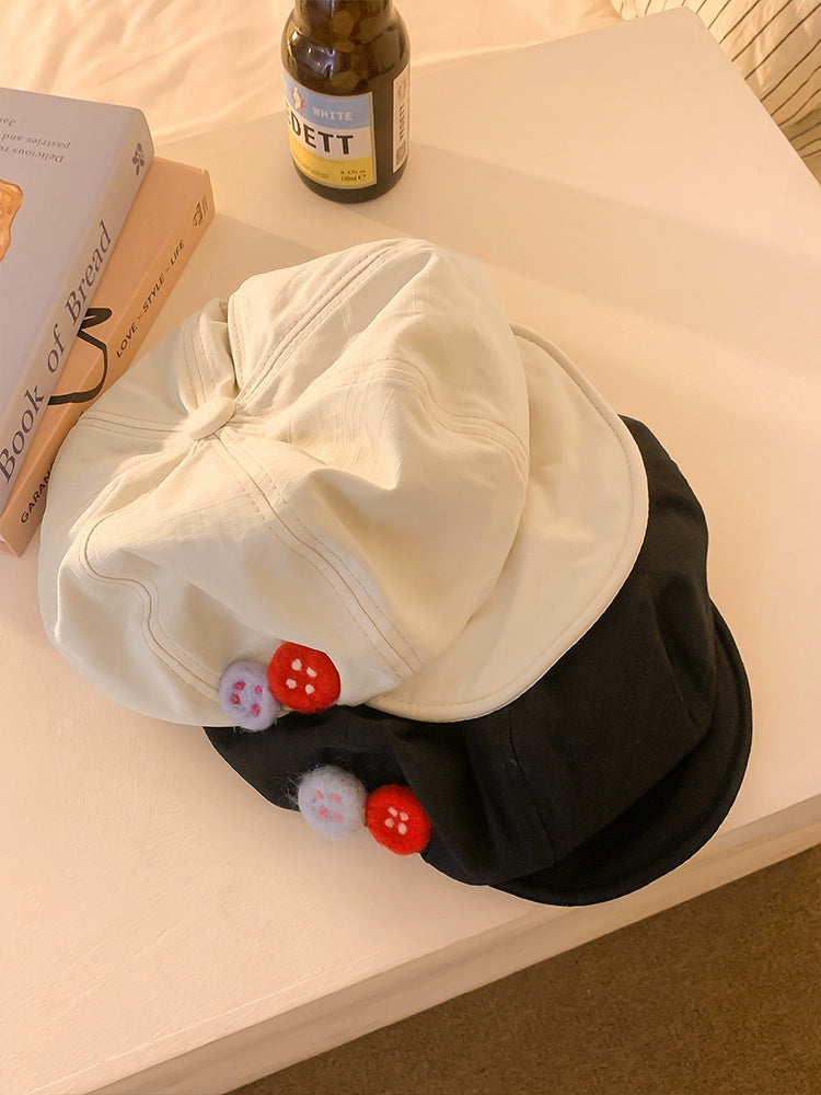 Cloud Felt Button Vintage Denim Berets-ntbhshop