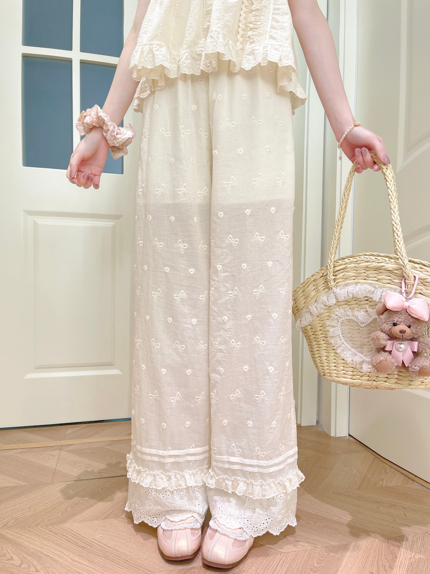 Ribbon Lace Cotton Pants - ntbhshop