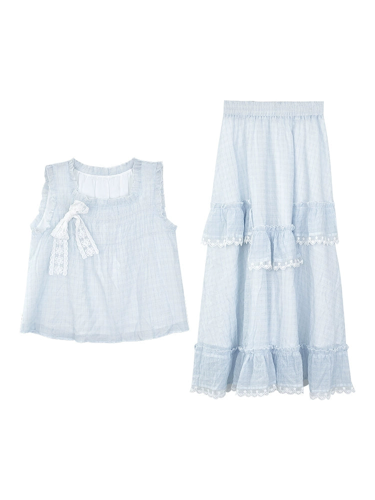 Frosted Summer Crop Top & Midi Skirt-ntbhshop