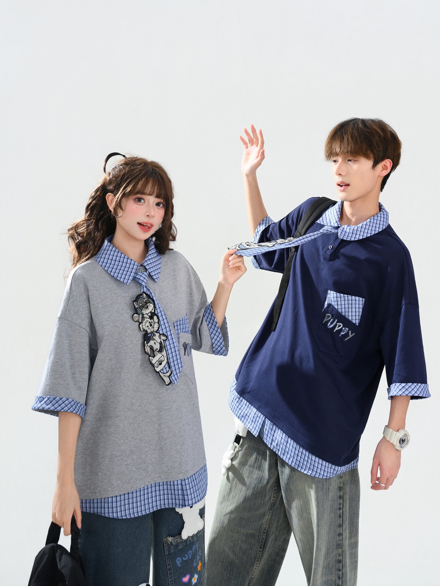 Campus Puppy Cotton Layered Tees-Tops-ntbhshop