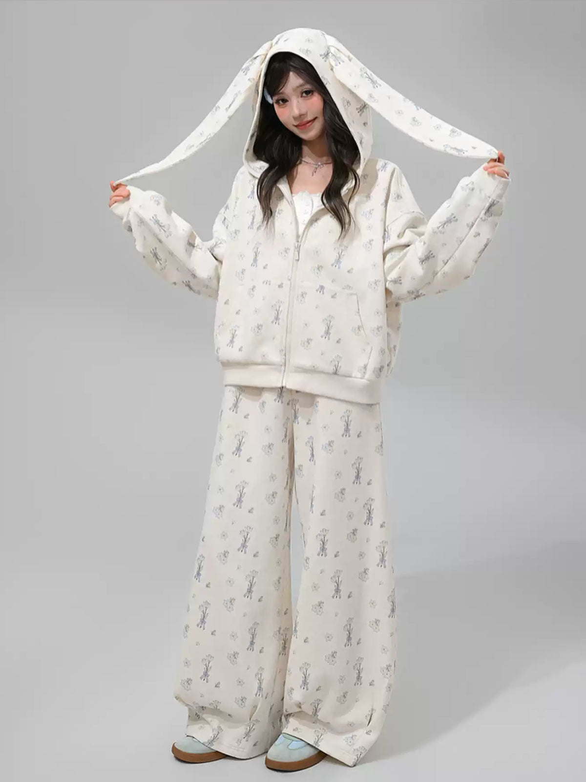 Milk Bunny Home Sweat Jacket & Sweatpants-Sets-ntbhshop