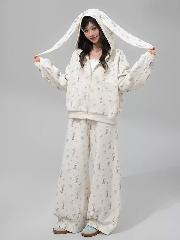 Milk Bunny Home Sweat Jacket & Sweatpants-Sets-ntbhshop