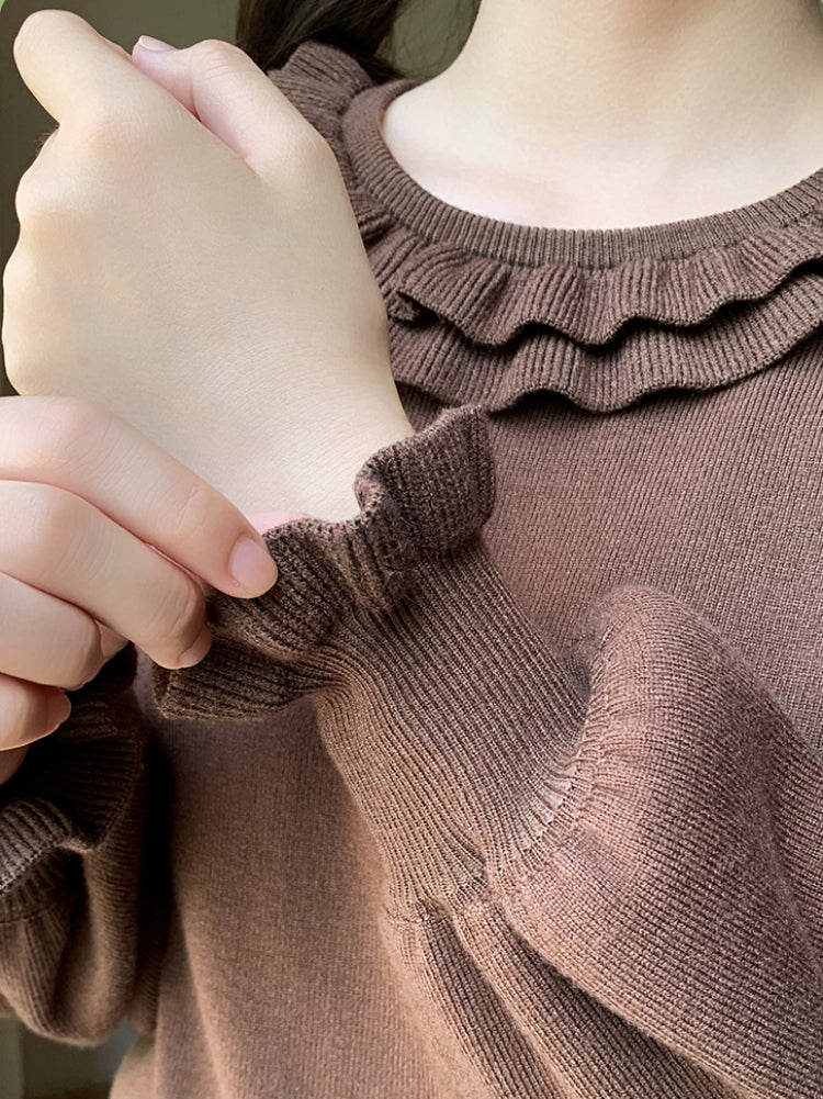 Lolita Bow Puff Sleeve Knit Tops-ntbhshop