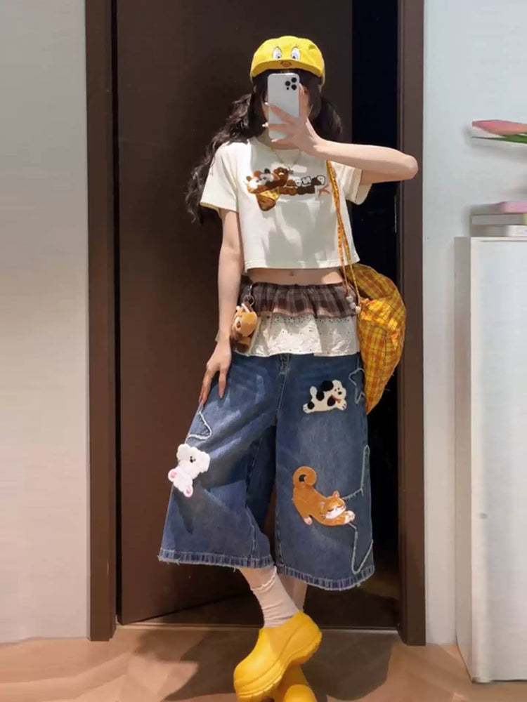 Red Panda Patch Crop Tee-Tops-ntbhshop