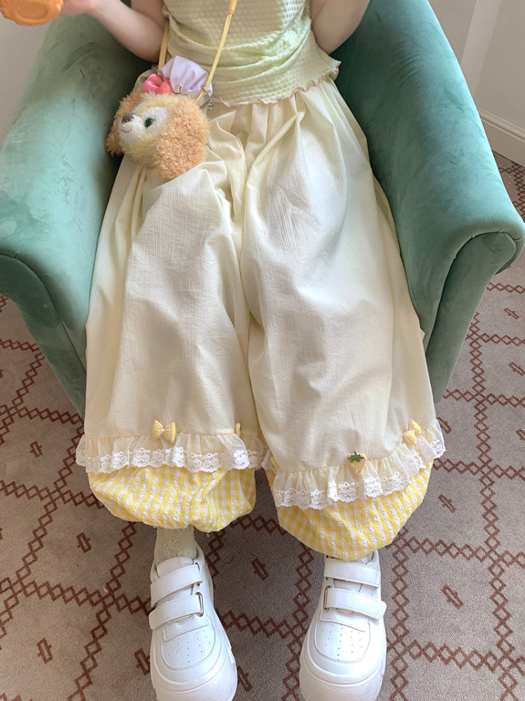 Berry Bloom Gingham Bubble Pants-ntbhshop