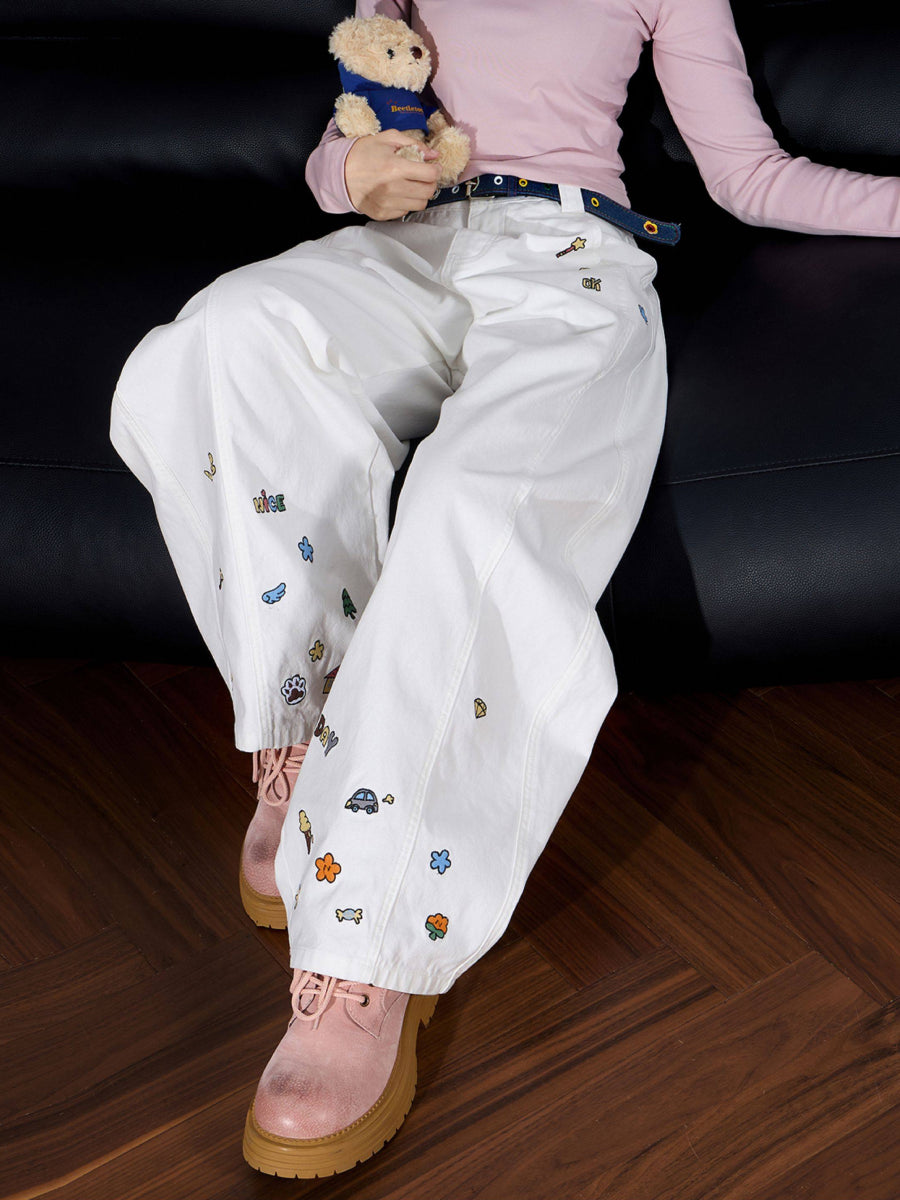 Cloud Sprinkle Wide Leg Jeans-Bottoms-ntbhshop