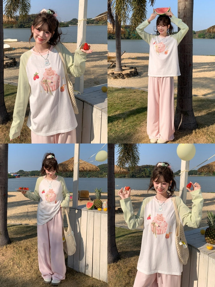 Strawberry Cupcake Raglan Tee-Tops-ntbhshop