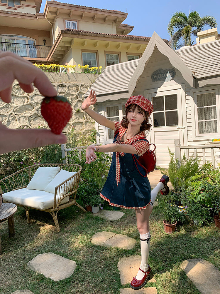 Raspberry Jam Retro Denim Plaid Dress-ntbhshop