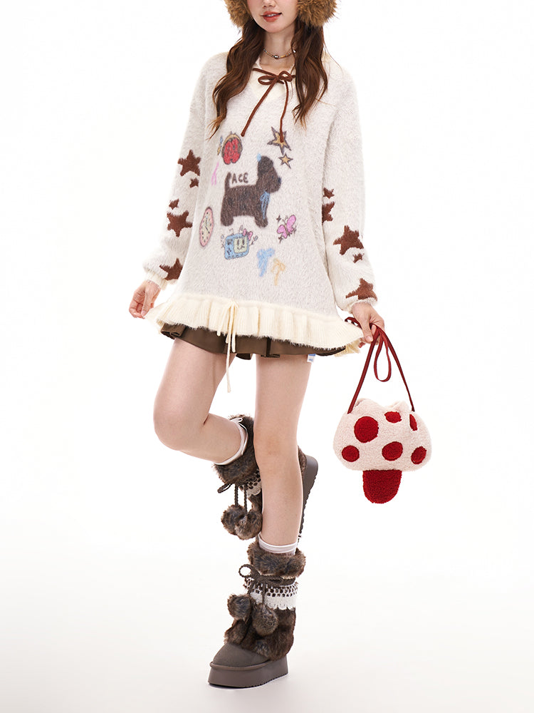 Puppy Love Bow Knit Sweaters-ntbhshop