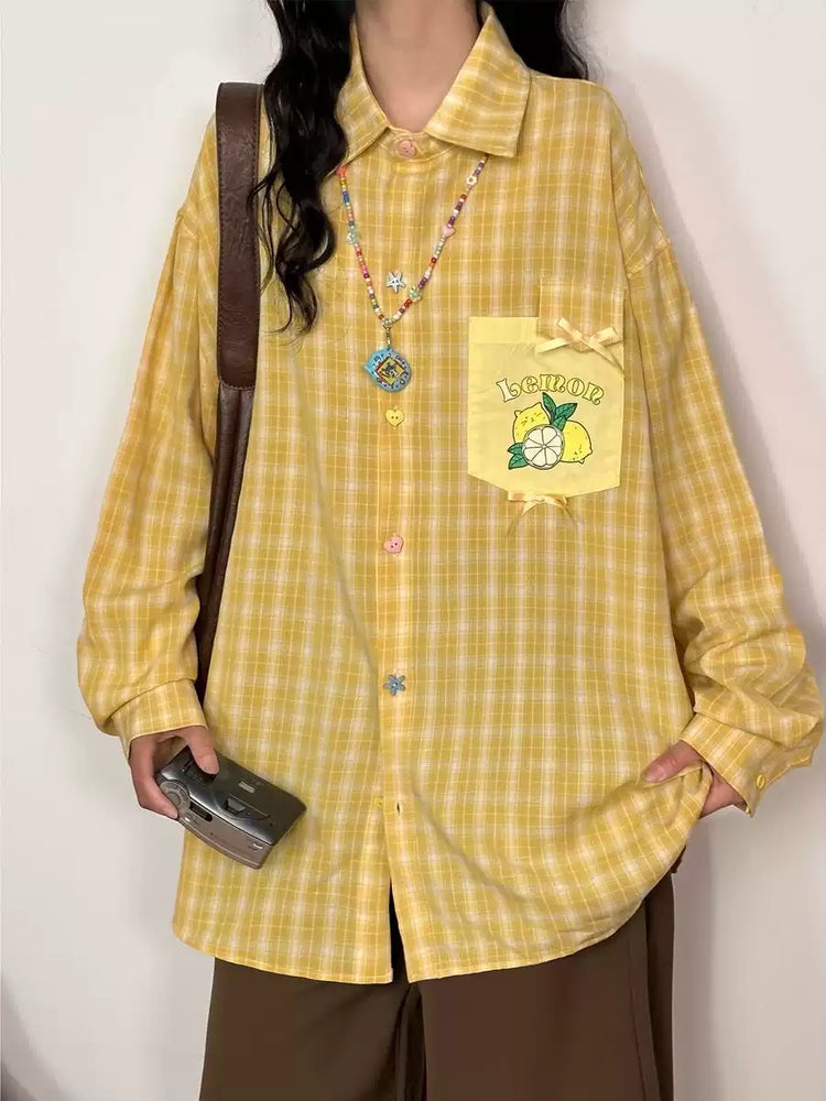 Fruit Pop Whimsy Plaid Shirts-Tops-ntbhshop