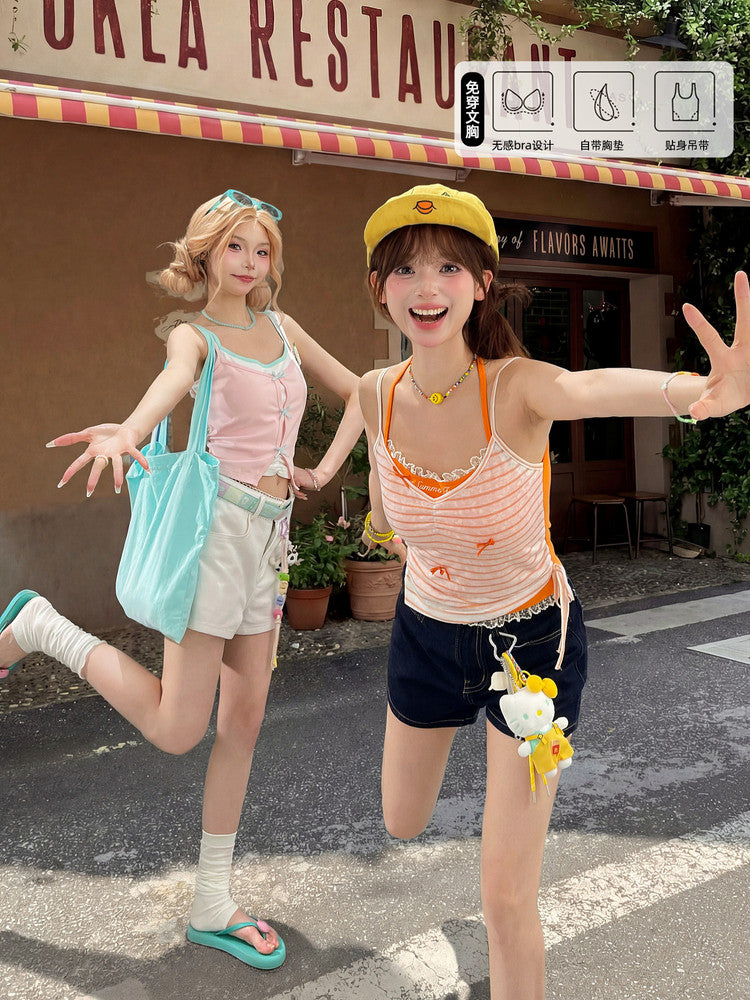 Guava Pop Layer Bra Camisole-Tops-ntbhshop