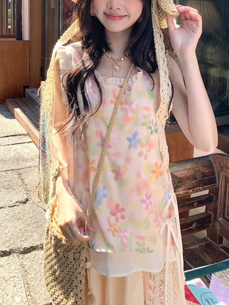 Boho Bloom Ruffle Sleeve Top & Maxi Skirt-ntbhshop