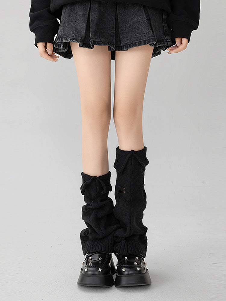 Distressed Sweater Collar Leg Warmers-ntbhshop