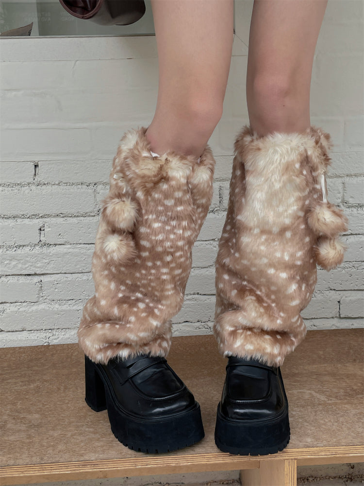 Honey Fawn Fluffy Leg Warmers-ntbhshop