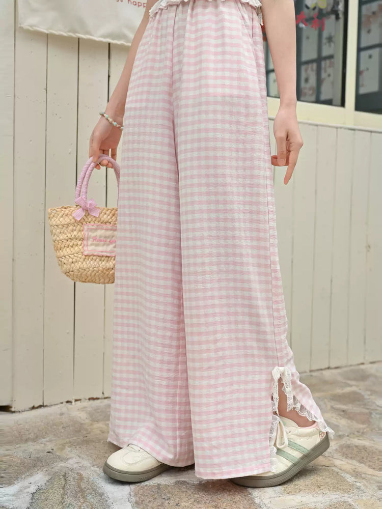 Sugar Blush Gingham Pants-Bottoms-ntbhshop