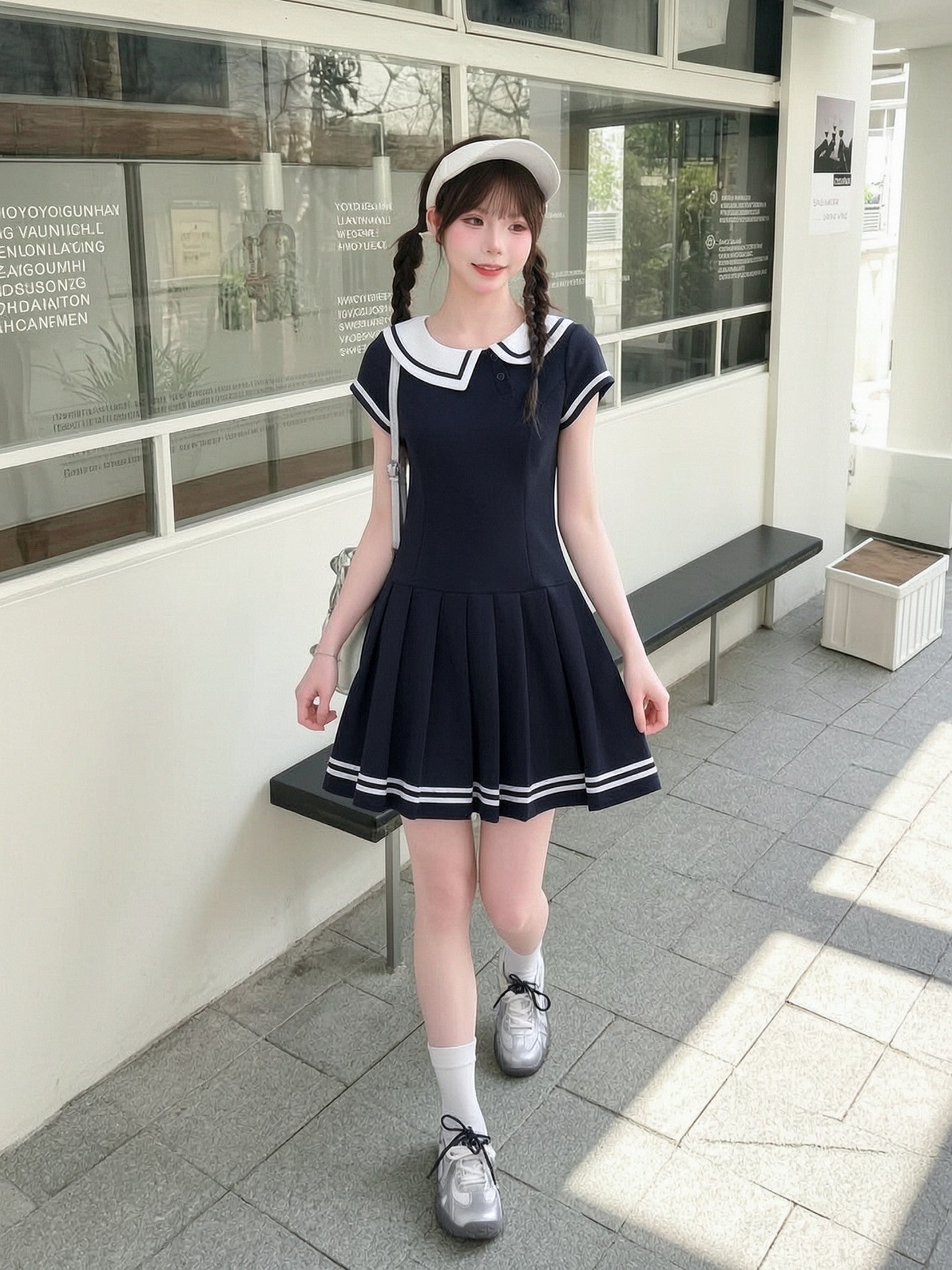 Sailor Club Pleated Dress-Dresses-ntbhshop