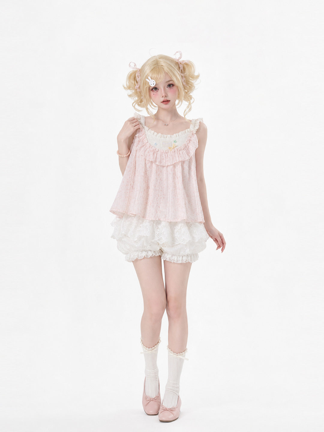 Peach Bloom Ruffle Camisole-Tops-ntbhshop