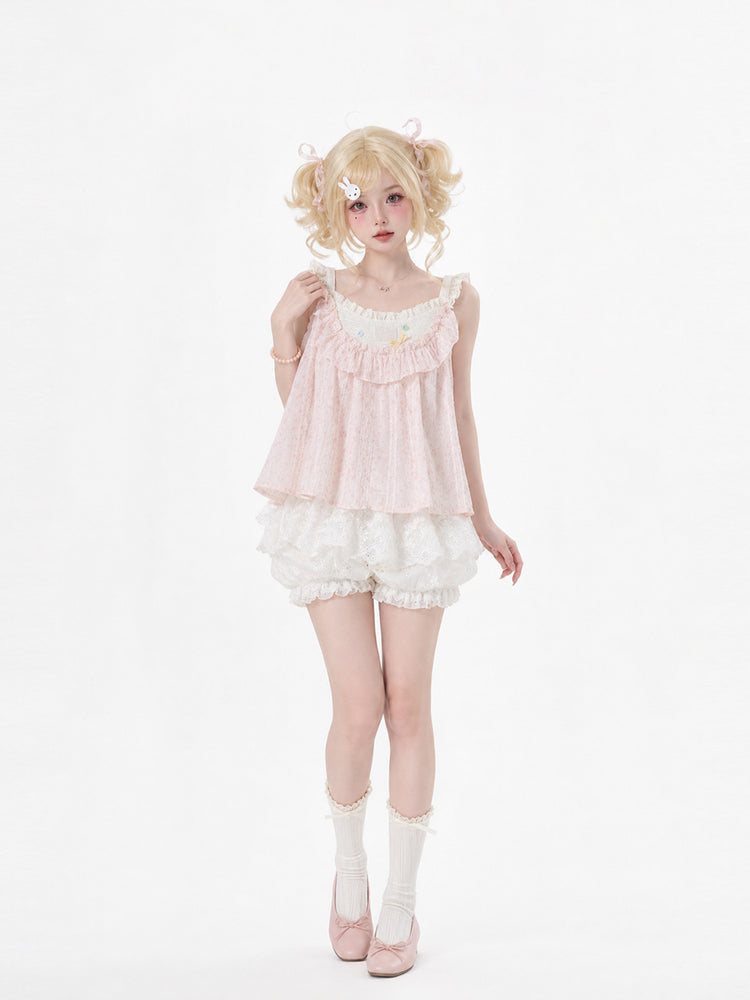 Peach Bloom Ruffle Camisole-Tops-ntbhshop