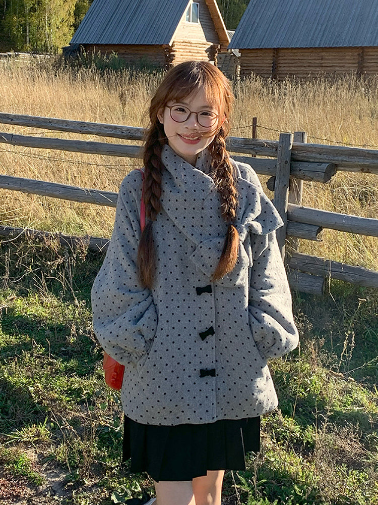 Gray Dots Cottage Scarf Jacket-Outerwear-ntbhshop