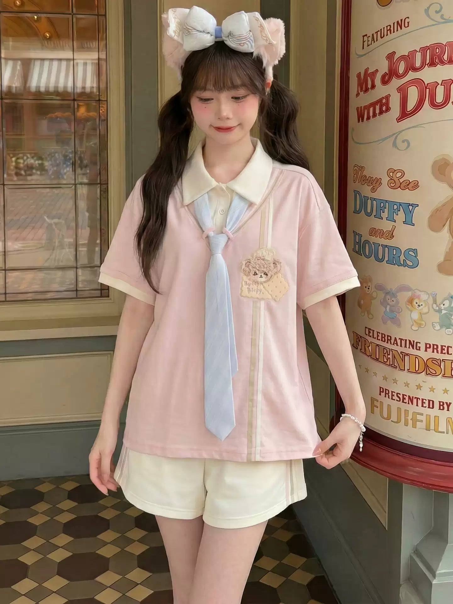 Sweet Bear Campus Tie Polo & Shorts-Sets-ntbhshop