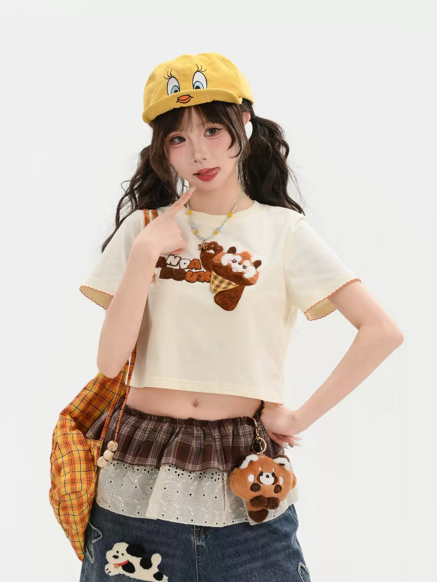Red Panda Patch Crop Tee-Tops-ntbhshop