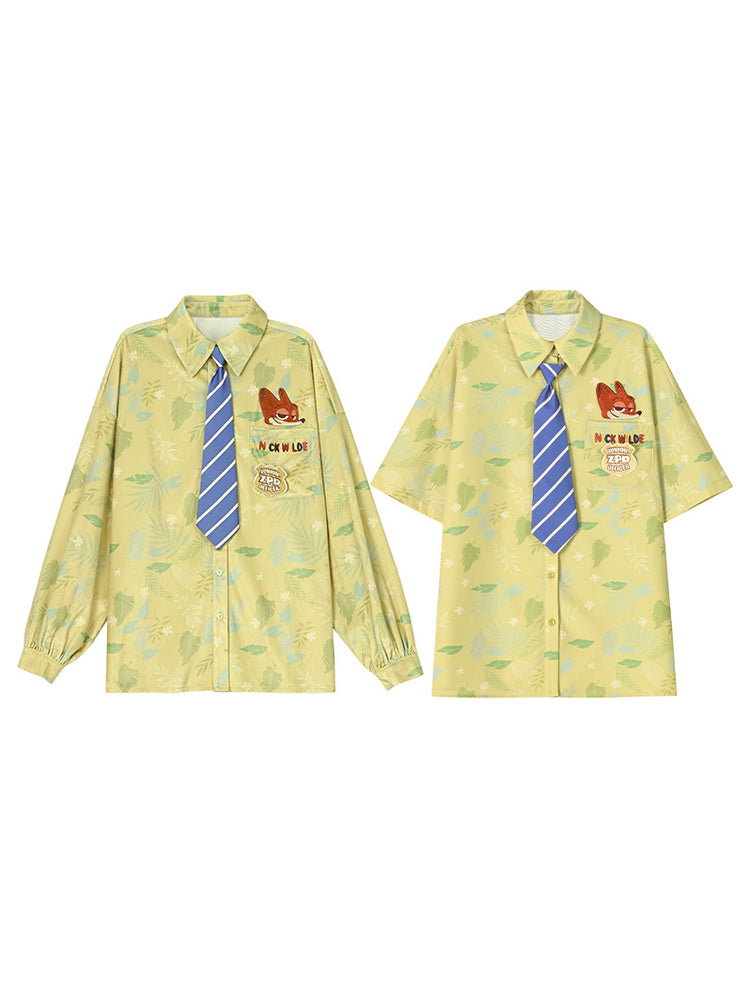 Zootopia Nick Printed Shirts with Tie-ntbhshop