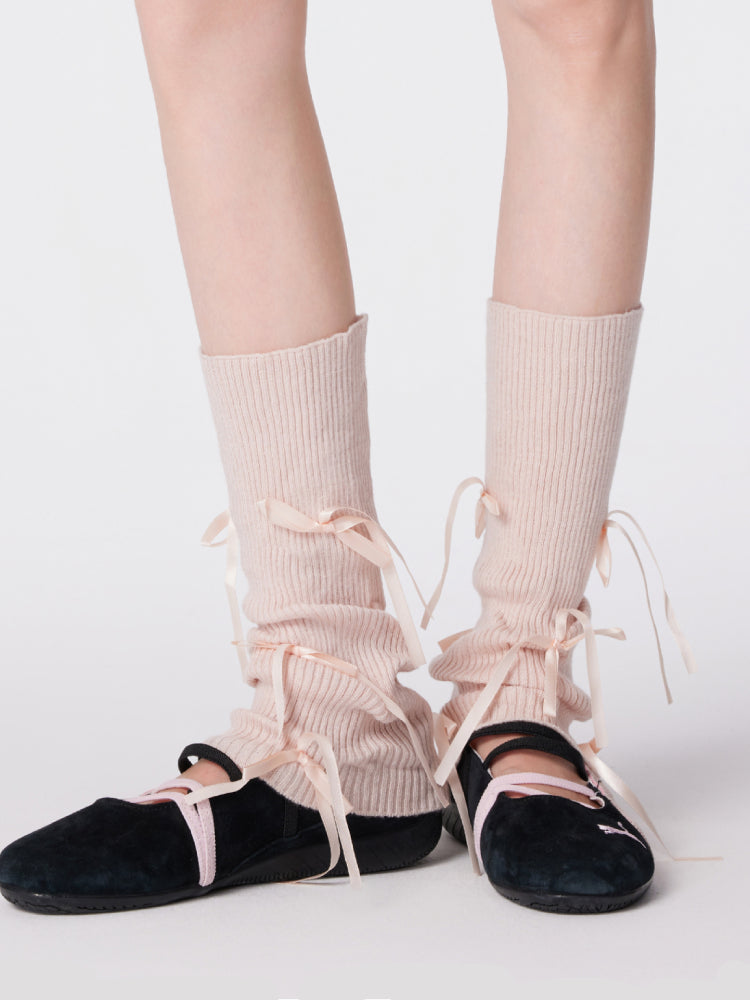 Ribbon Pirouette Knit Leg Warmers-ntbhshop