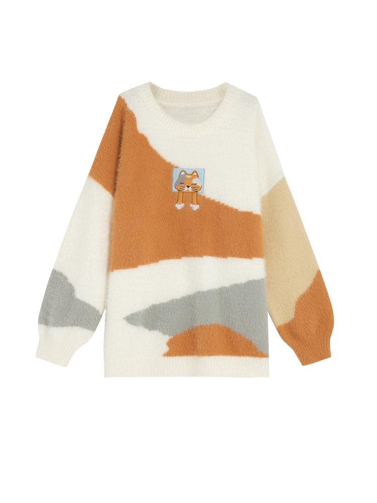 Cat Cubby Fuzzy Sweater-Outerwear-ntbhshop