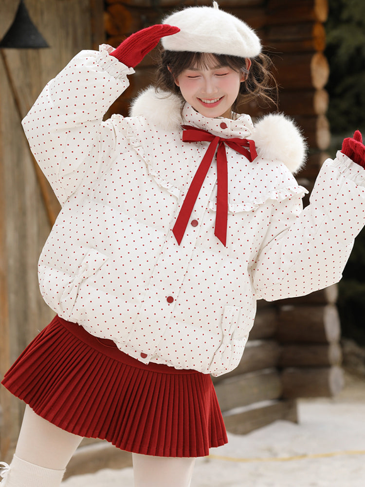 Berry Cream Pleated Skirt-ntbhshop