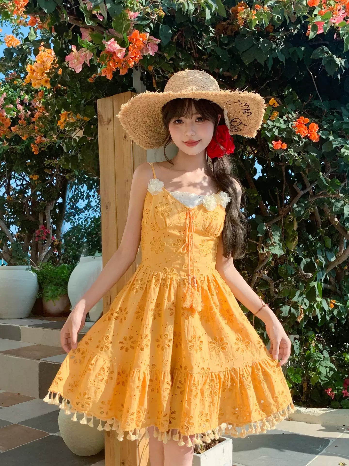 Sunflower Tassel Sundress-Dresses-ntbhshop