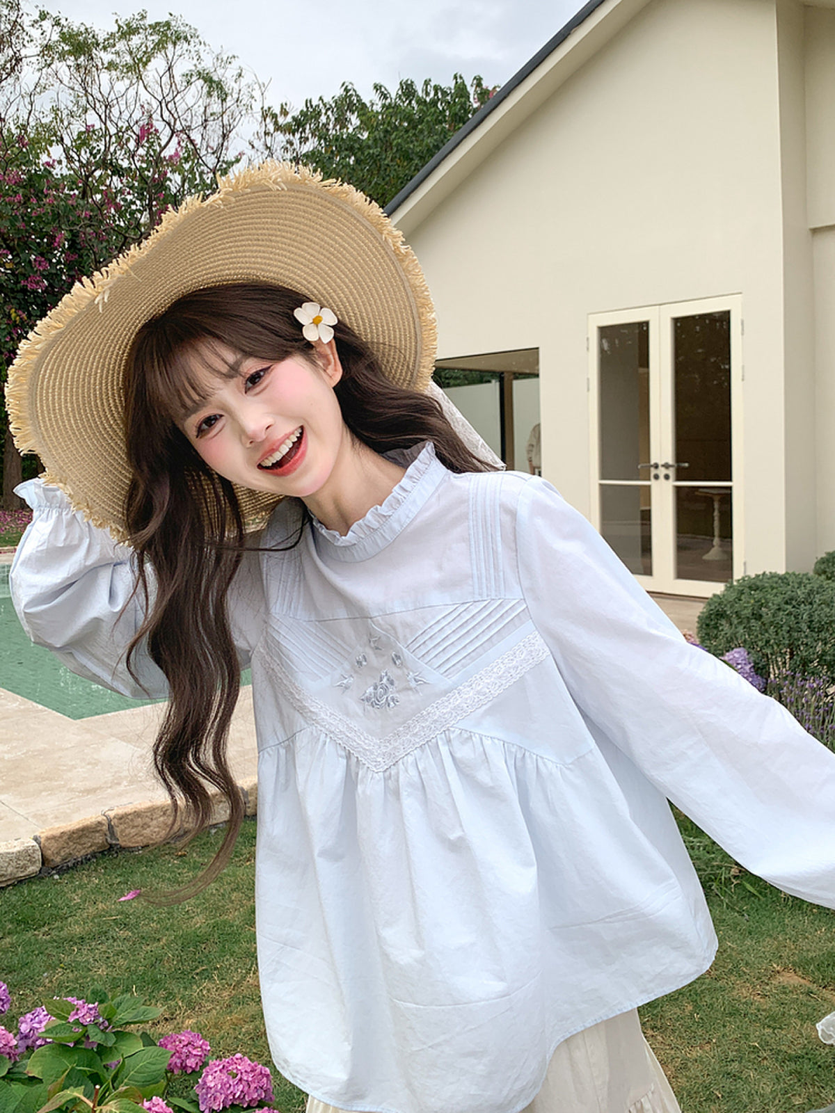 Petal Cloud Lace Blouse-Tops-ntbhshop