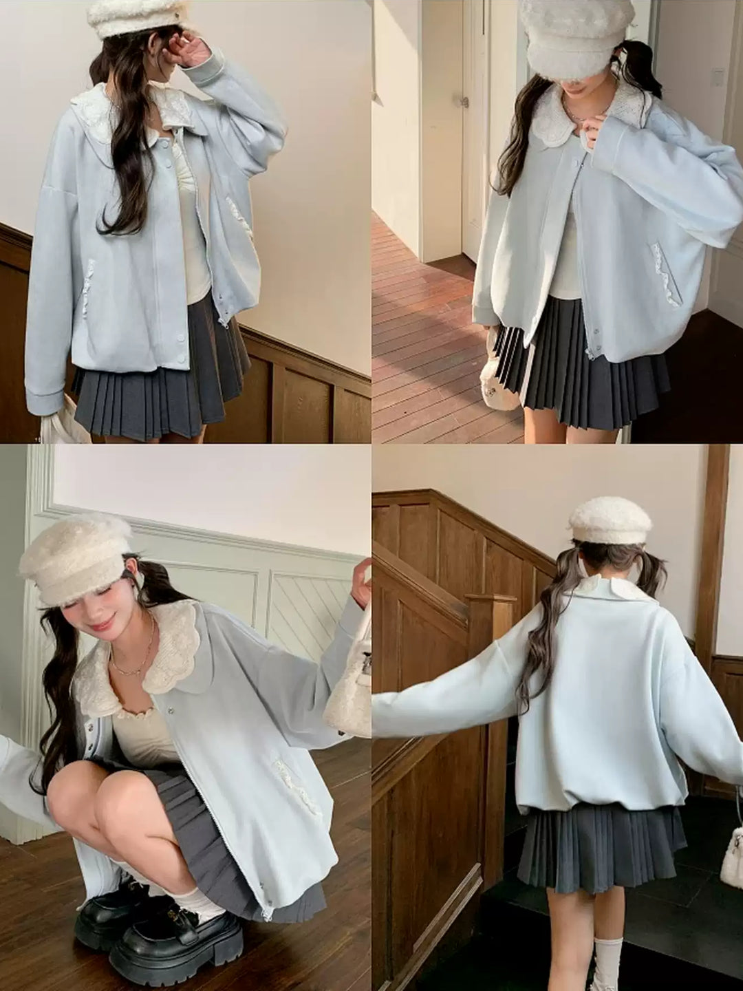 Powder Milk Lace Collar Jacket