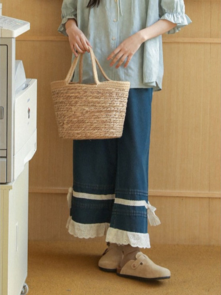 Literary Atelier Lace Denim Pants-ntbhshop