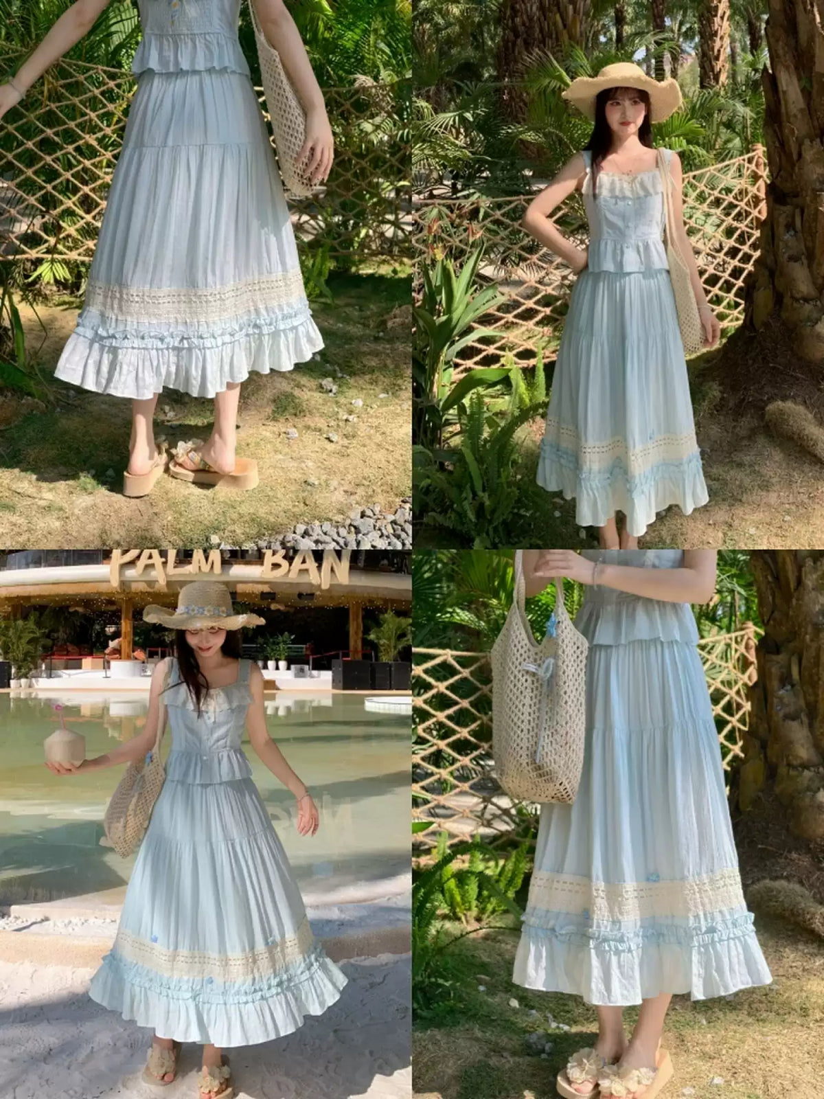 Palm Path Lace Top & Skirt-Sets-ntbhshop