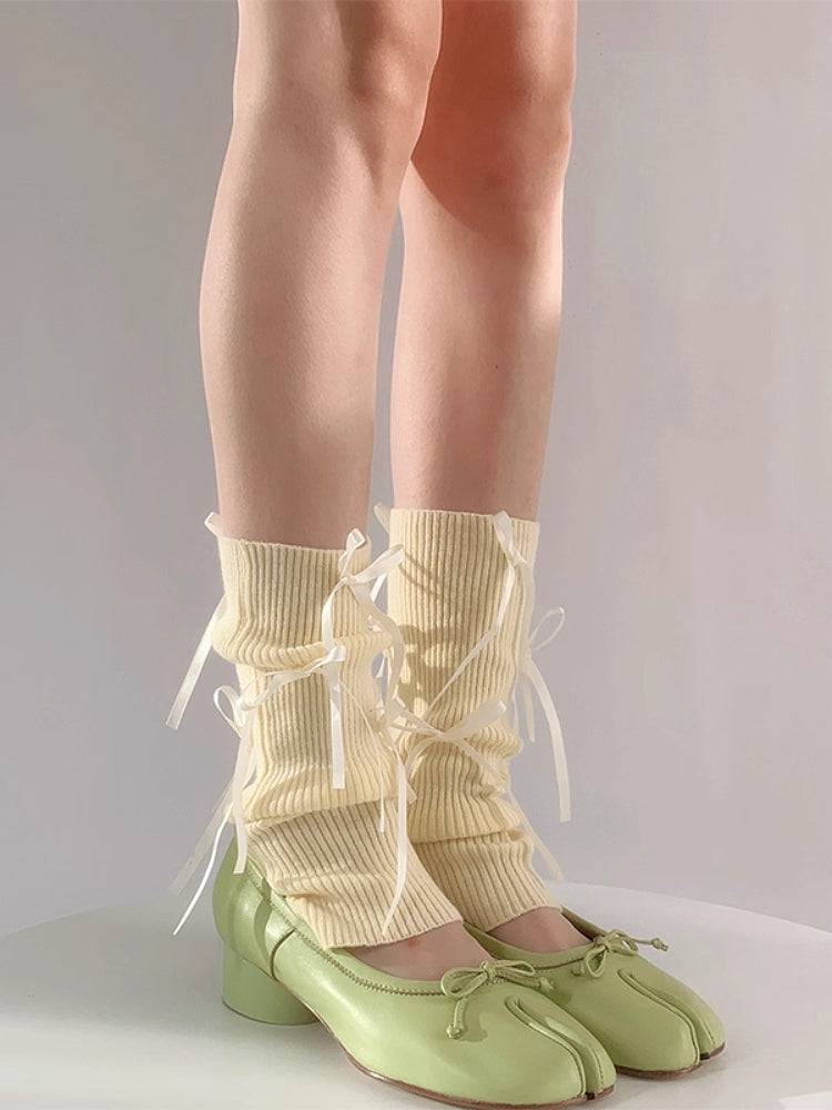 Ribbon Pirouette Knit Leg Warmers-ntbhshop