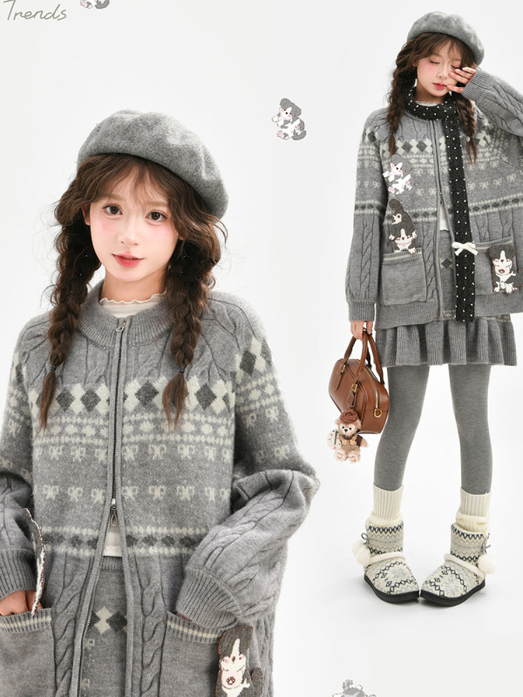 Snow Pup Knit Sweater & Skirt-ntbhshop