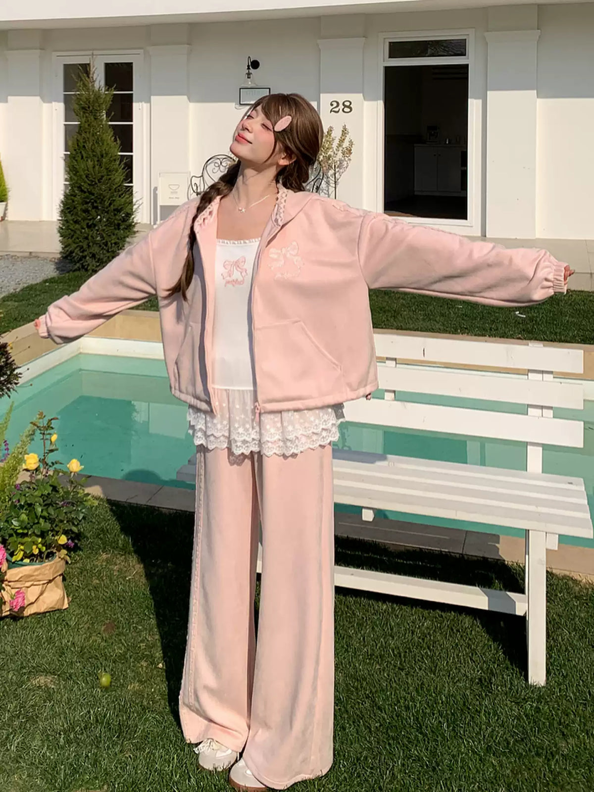 Rose Drift Lace Sweatpants-Bottoms-ntbhshop