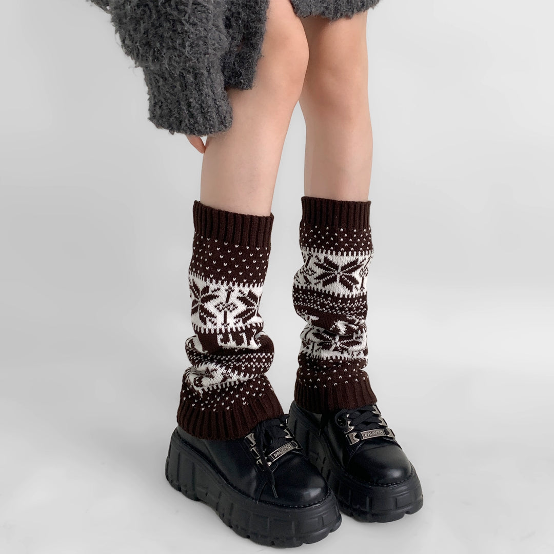 Snowflake Nordic Knit Leg Warmers-ntbhshop