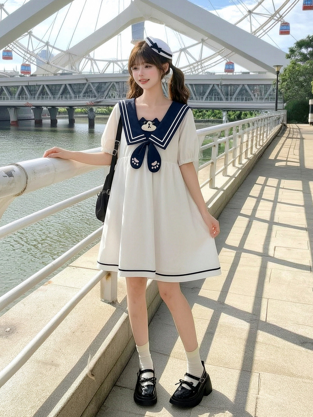 Milk Cat Sailor Dress-Dresses-ntbhshop