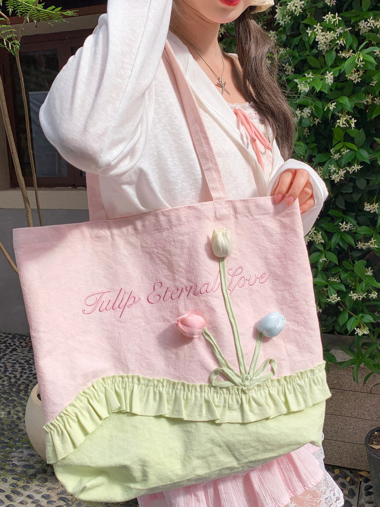Tulip Bloom Canvas Tote-Accessories-ntbhshop
