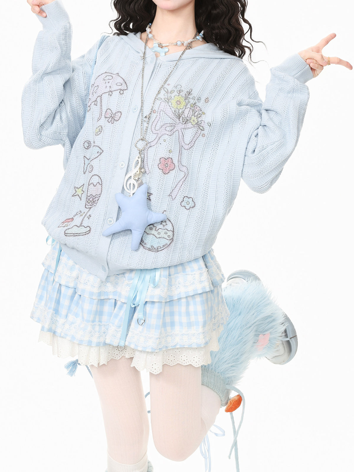 Whimsy Picnic Knit Hoodies-Outerwear-ntbhshop