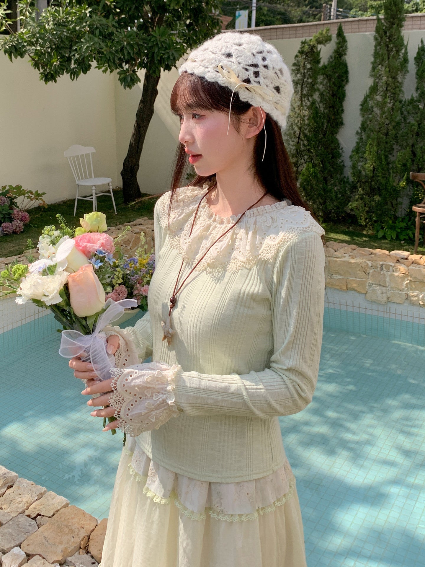 Sage Petal Knit Top-Tops-ntbhshop