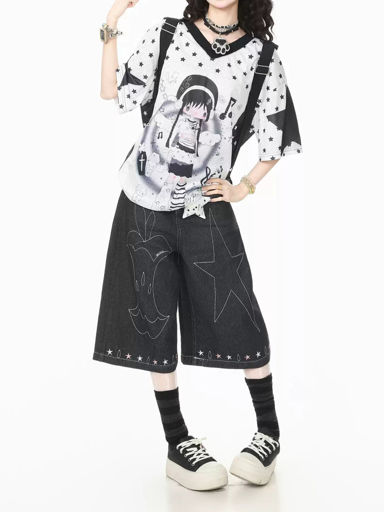 Rodeo Doodle Denim Capri Pants-Bottoms-ntbhshop